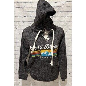 Gray Coors Brewery Colorado Long Sleeve Hoodie Sweatshirt Women's Size Medium